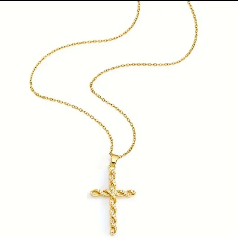 Ladies Elegant 18k Gold Plate Cross Necklace